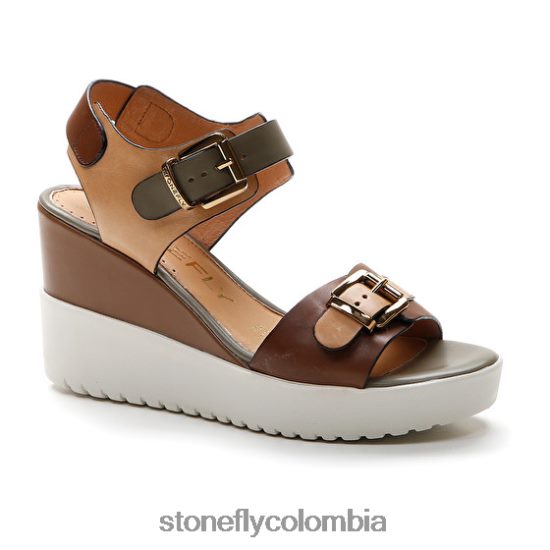 sandalias Stonefly ely 17 becerro lth marrón oscuro/marrón claro/verde DDL64X175 mujer