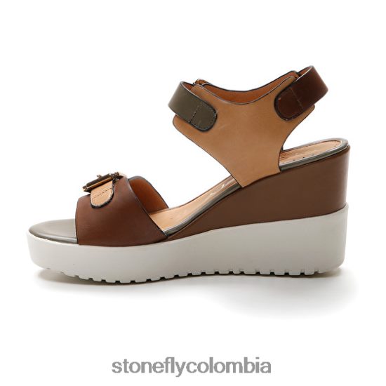 sandalias Stonefly ely 17 becerro lth marrón oscuro/marrón claro/verde DDL64X175 mujer