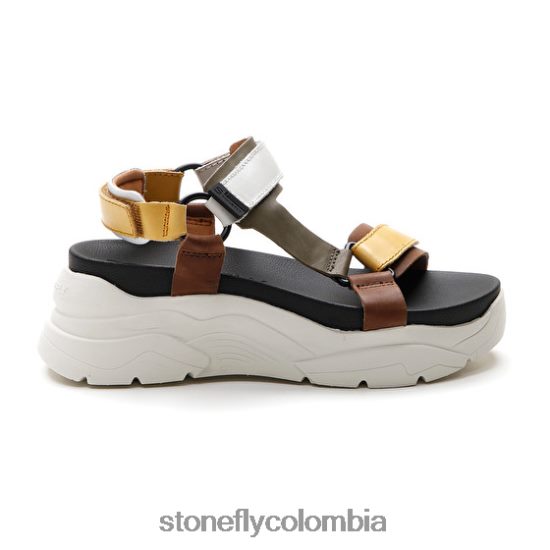 sandalias Stonefly fantasía 3 becerro lth amarillo/marrón/verde/blanco DDL64X178 mujer