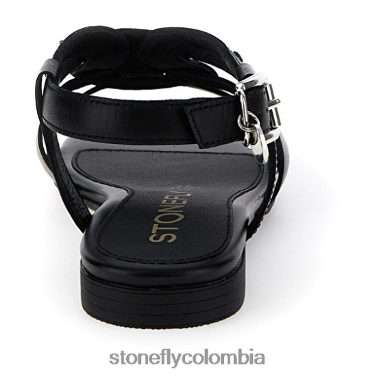sandalias Stonefly margarita 6 napa lth/s. en relieve negro DDL64X133 mujer