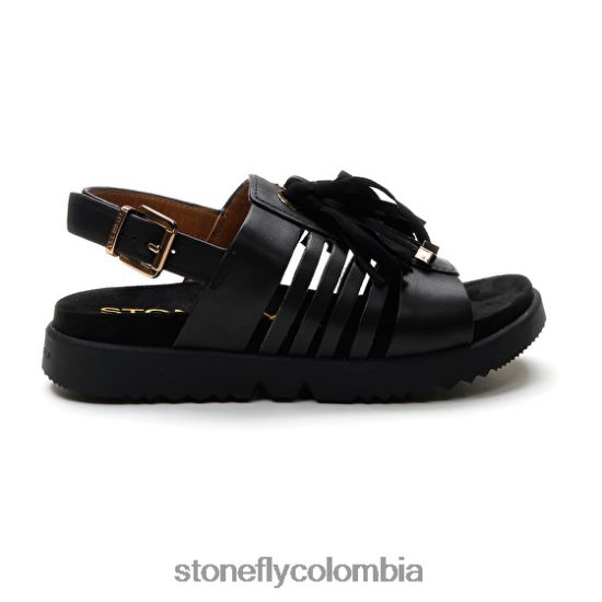 sandalias Stonefly riva 12 pantorrilla lth negro DDL64X168 mujer