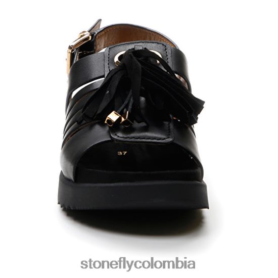 sandalias Stonefly riva 12 pantorrilla lth negro DDL64X168 mujer