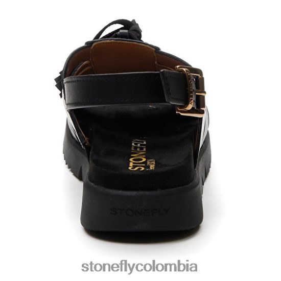 sandalias Stonefly riva 12 pantorrilla lth negro DDL64X168 mujer