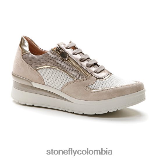 zapatos Stonefly crema 40 velour/textil/laminado lth cabra marrón DDL64X85 mujer
