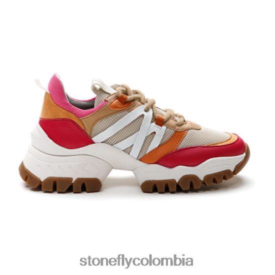 zapatos Stonefly twiggy 1 textil/nappa lth rojo/rosa/marrón/naranja DDL64X61 mujer