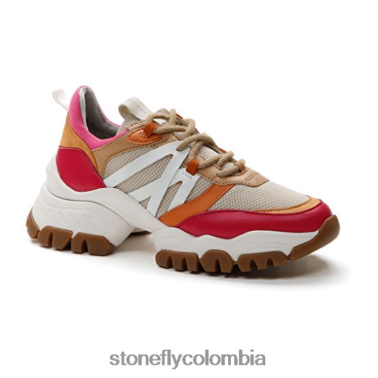 zapatos Stonefly twiggy 1 textil/nappa lth rojo/rosa/marrón/naranja DDL64X61 mujer