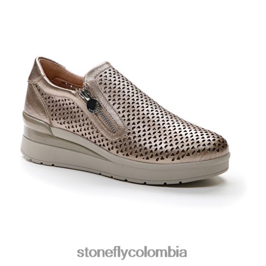 zapatos Stonefly crema 25 laminado lth efervescencia de metal DDL64X89 mujer
