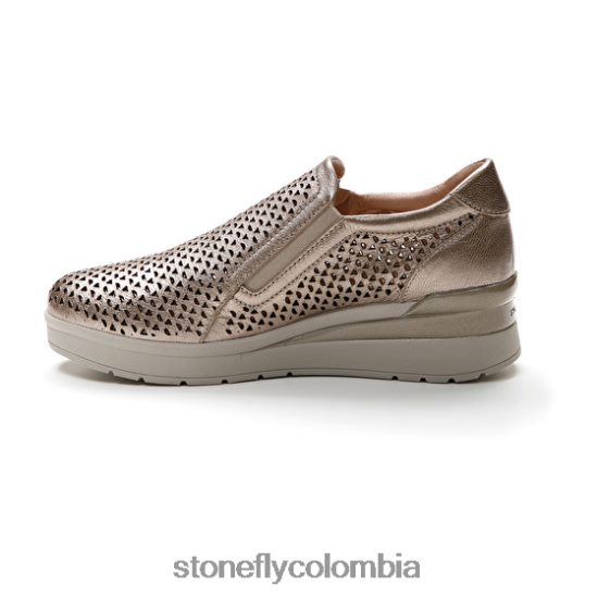 zapatos Stonefly crema 25 laminado lth efervescencia de metal DDL64X89 mujer